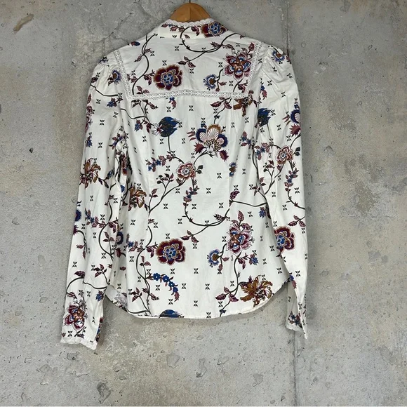 Good Hart white maroon navy floral paisley western button up xs - Picture 7 of 8